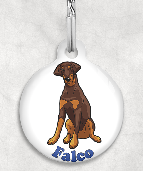 doberman-bruin-Naam-Los-huisdierpenning-wit