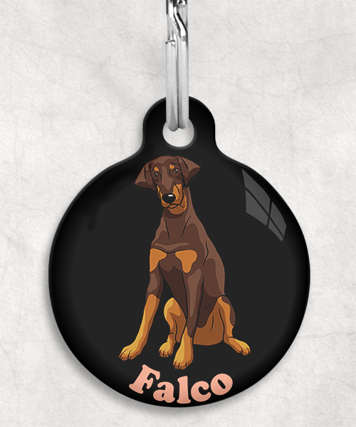 doberman-bruin-Naam-Los-huisdierpenning-zwart