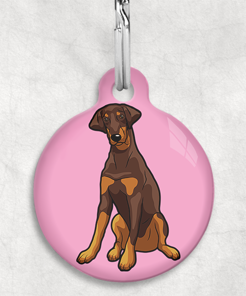 doberman-bruin-Zonder-Naam-huisdierpenning-lichtroze