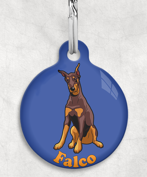 doberman-gecoupeerde-oren-bruin-Naam-Los-huisdierpenning-blauw