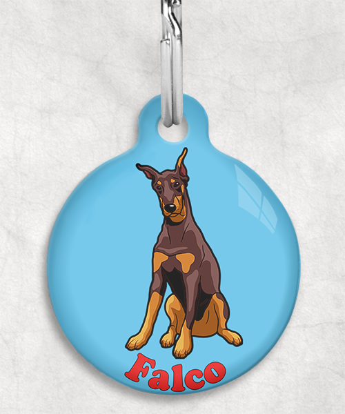 doberman-gecoupeerde-oren-bruin-Naam-Los-huisdierpenning-lichtblauw