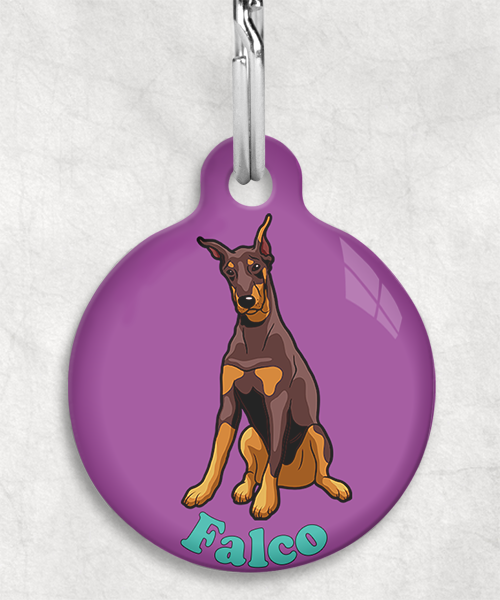 doberman-gecoupeerde-oren-bruin-Naam-Los-huisdierpenning-lilla