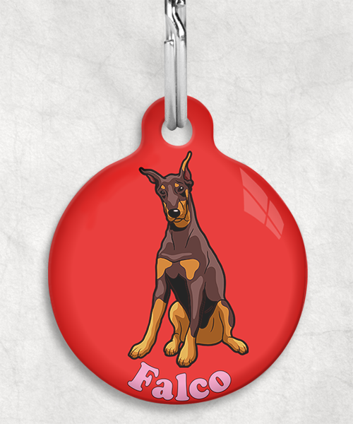 doberman-gecoupeerde-oren-bruin-Naam-Los-huisdierpenning-rood