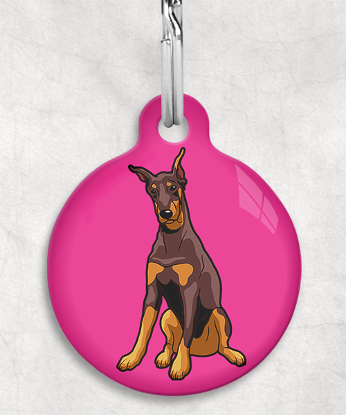 doberman-gecoupeerde-oren-bruin-Zonder-Naam-huisdierpenning-fushia