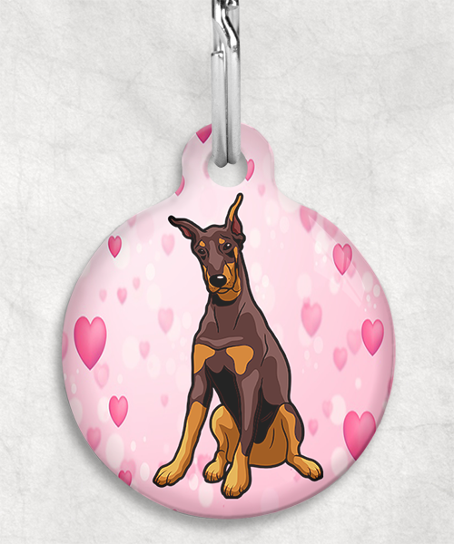 doberman-gecoupeerde-oren-bruin-Zonder-Naam-huisdierpenning-hartjes