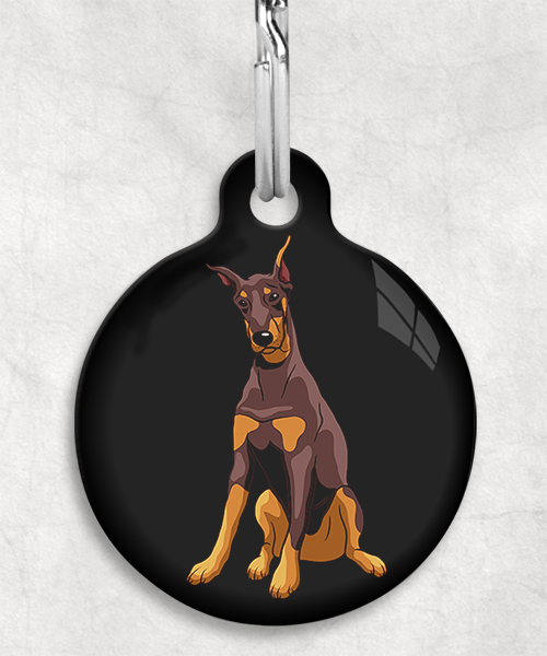 doberman-gecoupeerde-oren-bruin-Zonder-Naam-huisdierpenning-zwart