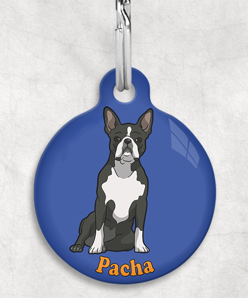 boston-terrier-naam-los-huisdierpenning-blauw