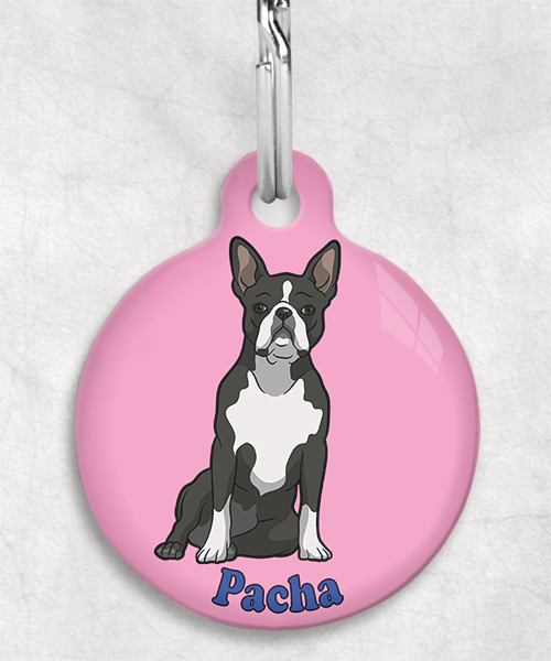 boston-terrier-naam-los-huisdierpenning-lichtroze