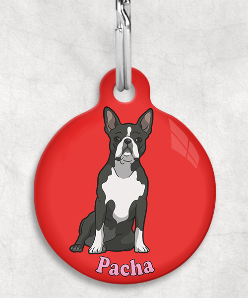 boston-terrier-naam-los-huisdierpenning-rood