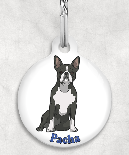 boston-terrier-naam-los-huisdierpenning-wit