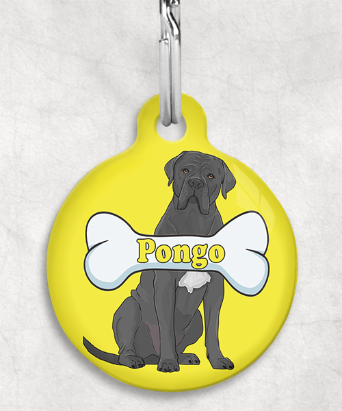 cane-corso-naam-been-huisdierpenning-geel