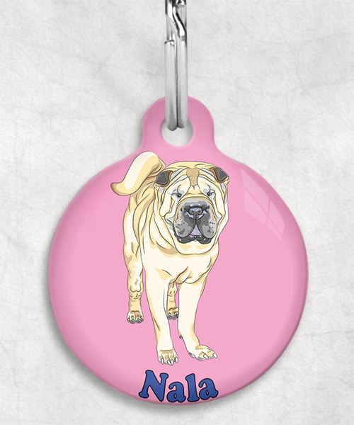 sharpei-naam-los-huisdierpenning-lichtroze