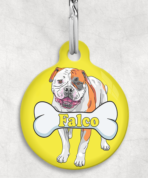 amerikaanse-bulldog-staand-naam-been-huisdierpenning-geel