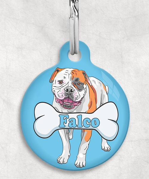 amerikaanse-bulldog-staand-naam-been-huisdierpenning-lichtblauw