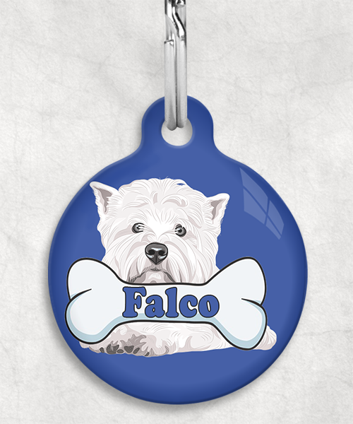 westie-naam-been-huisdierpenning-blauw