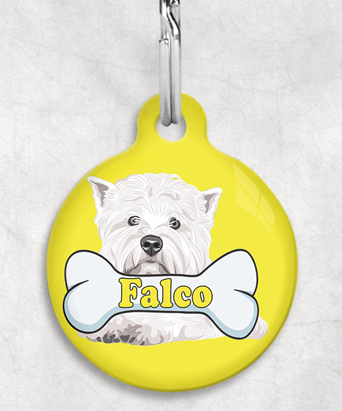 westie-naam-been-huisdierpenning-geel
