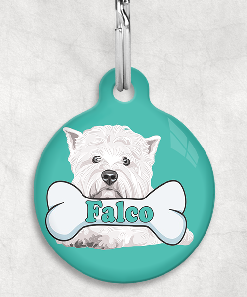 westie-naam-been-huisdierpenning-turquoise