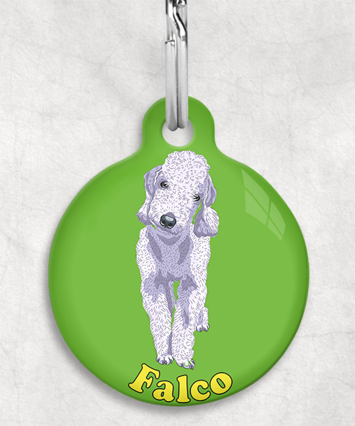 bedington-grijs-terrier-naam-los-huisdierpenning-groen