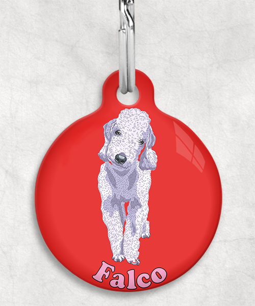 bedington-grijs-terrier-naam-los-huisdierpenning-rood