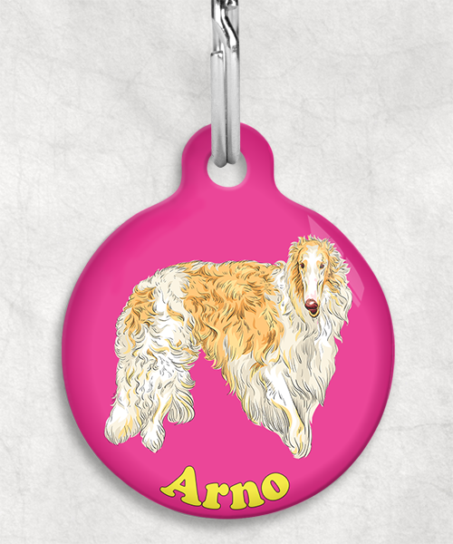 borzoi-naam-los-huisdierpenning-fushia