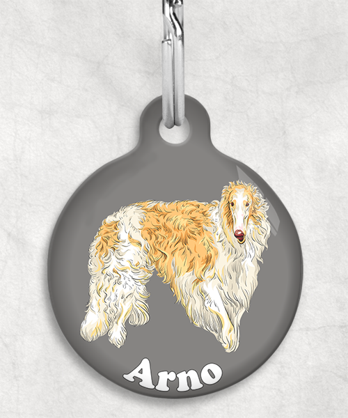 borzoi-naam-los-huisdierpenning-lichtgrijs