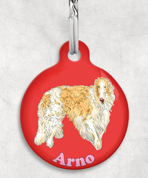 borzoi-naam-los-huisdierpenning-rood