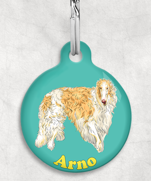 borzoi-naam-los-huisdierpenning-turquoise