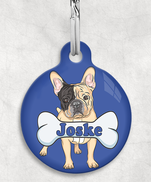 franse-bulldog-bruin-zwart-naam-been-huisdierpenning-blauw