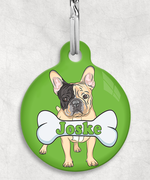 franse-bulldog-bruin-zwart-naam-been-huisdierpenning-groen