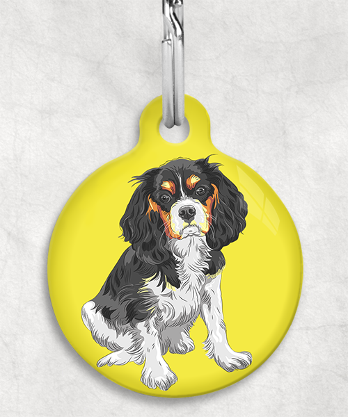 king-charles-cavalier-tricolor-zonder-naam-huisdierpenning-geel