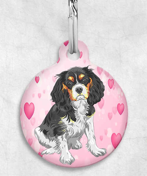 king-charles-cavalier-tricolor-zonder-naam-huisdierpenning-hartjes