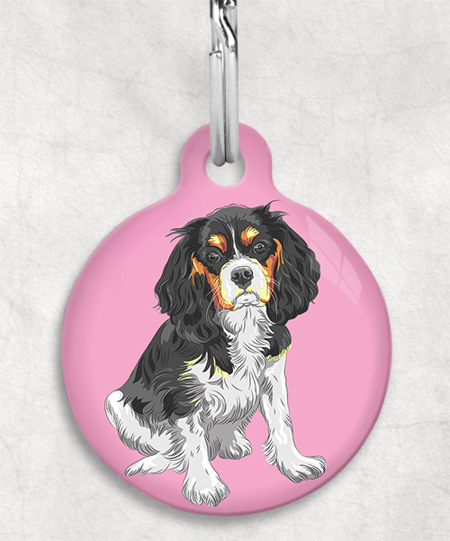 king-charles-cavalier-tricolor-zonder-naam-huisdierpenning-lichtroze