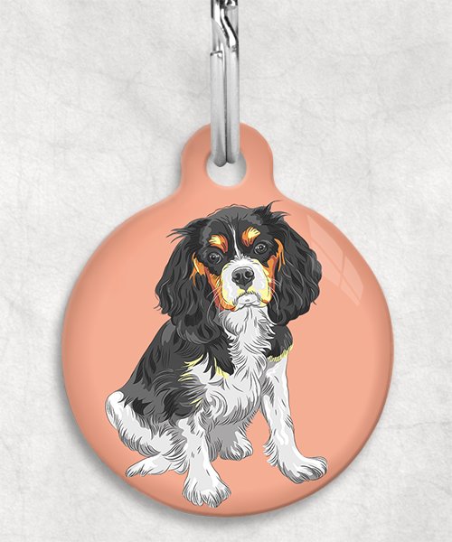 king-charles-cavalier-tricolor-zonder-naam-huisdierpenning-peach