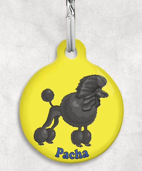 koningspoedel-zwart-freepik-naam-los-huisdierpenning-geel