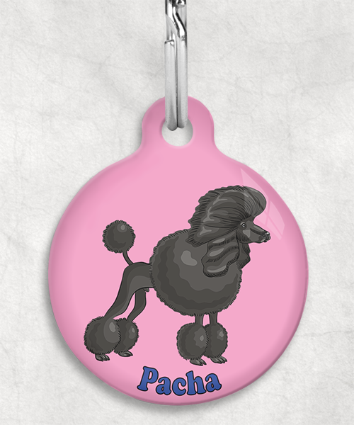 koningspoedel-zwart-freepik-naam-los-huisdierpenning-lichtroze