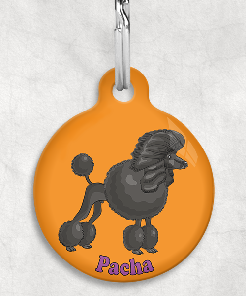 koningspoedel-zwart-freepik-naam-los-huisdierpenning-oranje