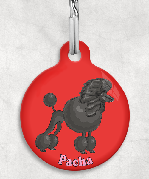 koningspoedel-zwart-freepik-naam-los-huisdierpenning-rood