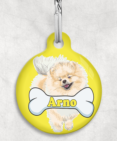 pomerian-naam-been-huisdierpenning-geel