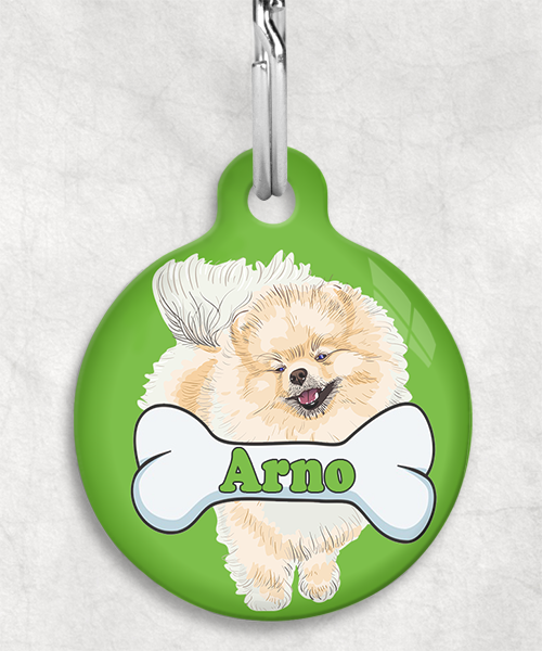 pomerian-naam-been-huisdierpenning-groen