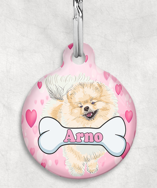 pomerian-naam-been-huisdierpenning-hartjes