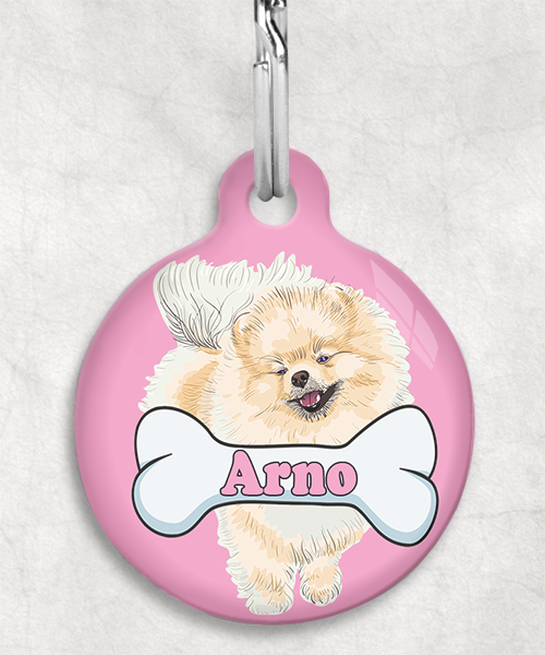 pomerian-naam-been-huisdierpenning-lichtroze