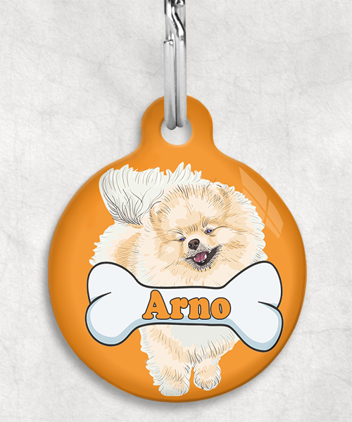 pomerian-naam-been-huisdierpenning-oranje