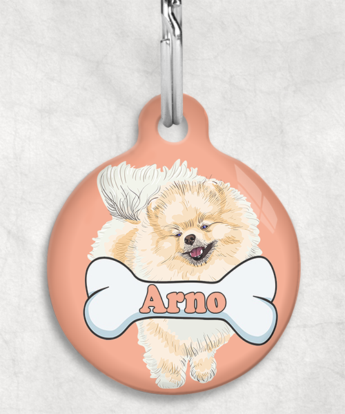 pomerian-naam-been-huisdierpenning-peach