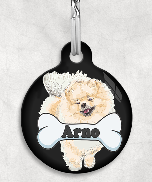 pomerian-naam-been-huisdierpenning-zwart