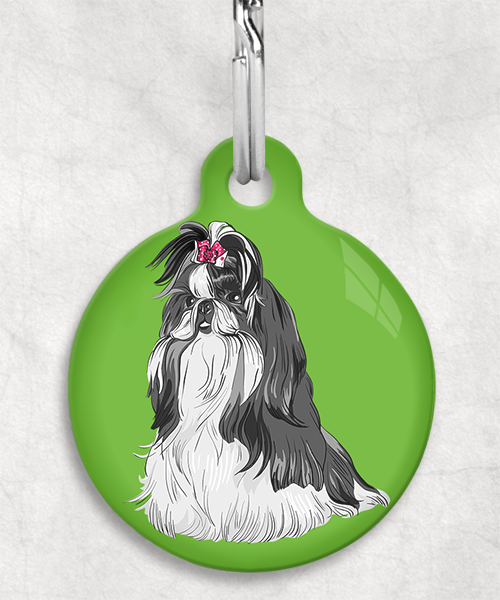 shih-tzu-wit-zwart-zonder-naam-huisdierpenning-groen