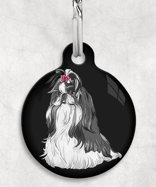 shih-tzu-wit-zwart-zonder-naam-huisdierpenning-zwart
