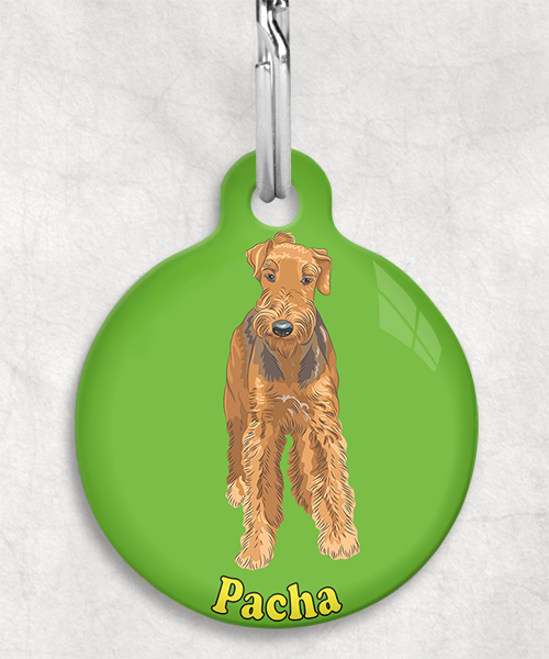 airedale-terrier-naam-los-huisdierpenning-groen