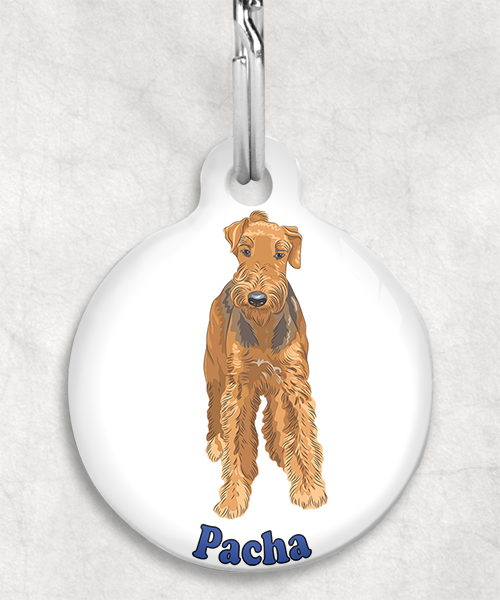 airedale-terrier-naam-los-huisdierpenning-wit