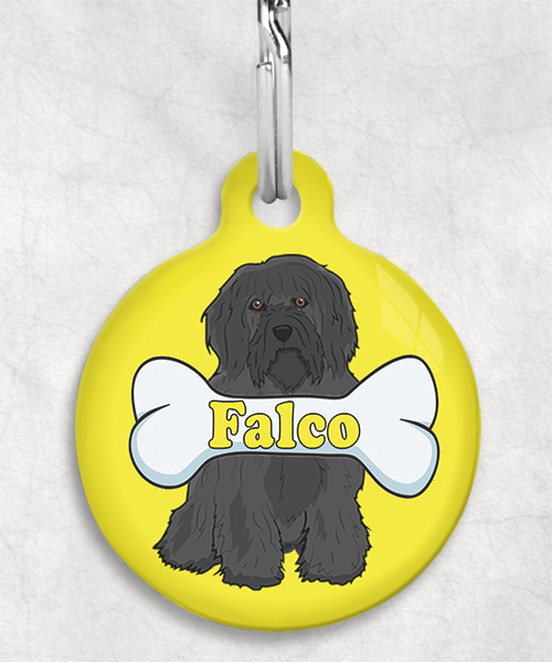 tibetaanse-terrier-zwart-naam-been-huisdierpenning-geel