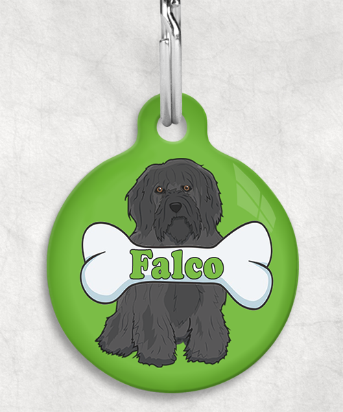 tibetaanse-terrier-zwart-naam-been-huisdierpenning-groen